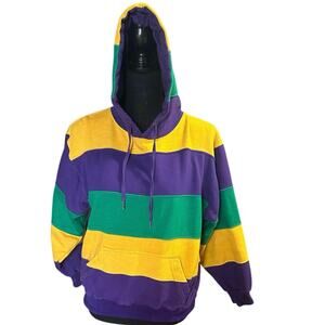 Mardi Gras Striped Hoodie – Purple, Green & Yellow, Festive Vibes